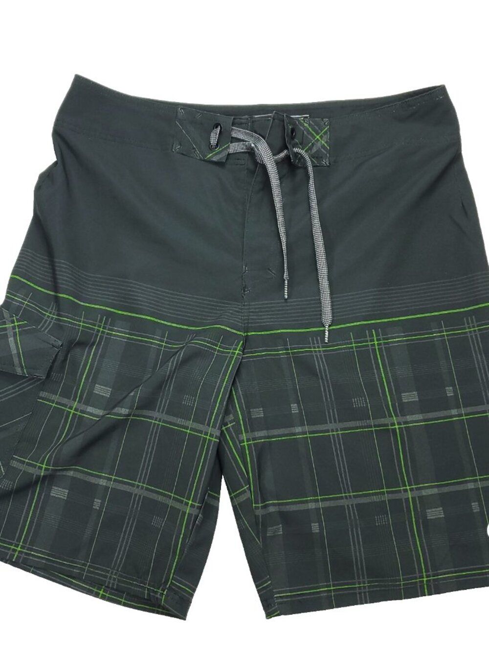 Ocean Current Boardshorts Men 34 x 10 Black Green Swim Cargo Pocket Stretch